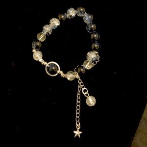 Silver and black beaded bracelet #gothjewellery
16.5cm/6.5in